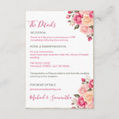 Elegant Fucia Roze en Ivoor Roos Bruiloft Informatiekaartje (Voorkant)