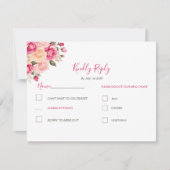 Elegant Fucia Roze en Ivoor Roos Bruiloft RSVP Kaartje (Voorkant)