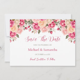 Elegant Fucia Roze en Ivoor Roos Bruiloft Save The Date
