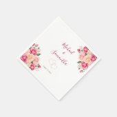 Elegant Fucia Roze en Ivoor Roos Bruiloft Servet (Hoek)