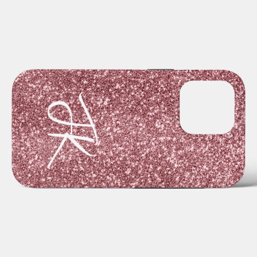Elegant Full Pink Glitter Custom monogrammed Case-Mate iPhone Case (Achterkant (horizontaal))