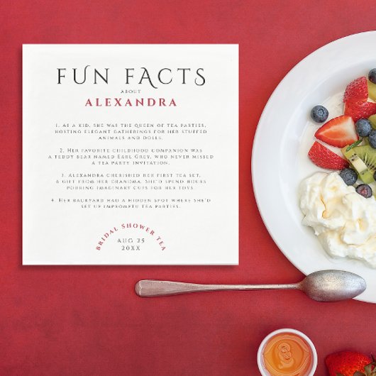 Elegant Fun Facts Vrijgezellenfeest Tea Party Servet