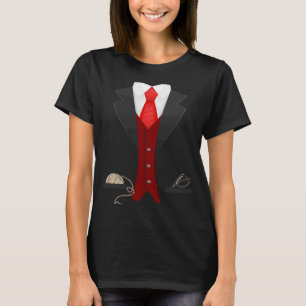Elegant Fun Fake Tuxedo Suit Nice Black Stropdas T-shirt
