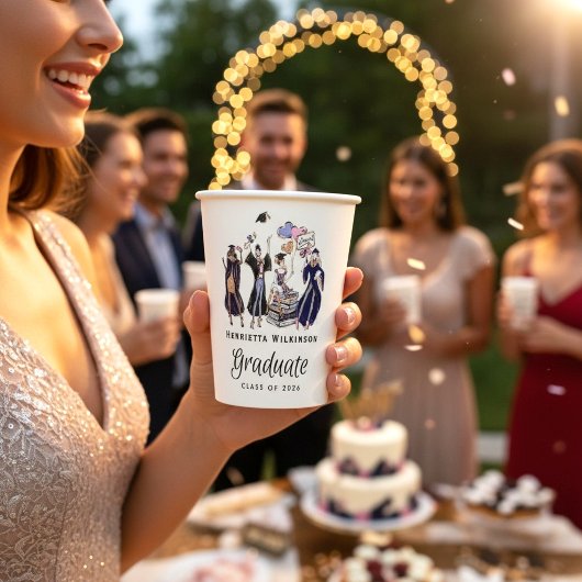 Elegant Fun Graduate Tossed Cap Class of 2026  Papieren Bekers