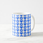Elegant Fun Monogrammed Blue Hearts & Stippen Patt Koffiemok (Voorkant rechts)