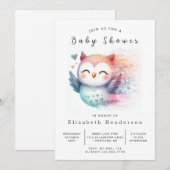 Elegant Fun Owl Baby shower Kaart (Voorkant / Achterkant)