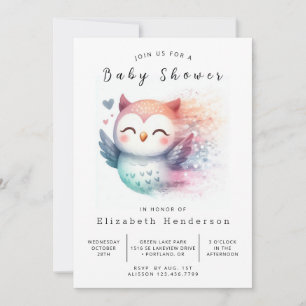 Elegant Fun Owl Baby shower Kaart