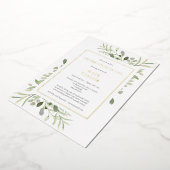 Elegant Funeral Celebration of Life Greenery Gold Folie Uitnodiging (Gedraaid)