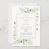 Elegant Funeral Celebration of Life Greenery Kaart (Voorkant)