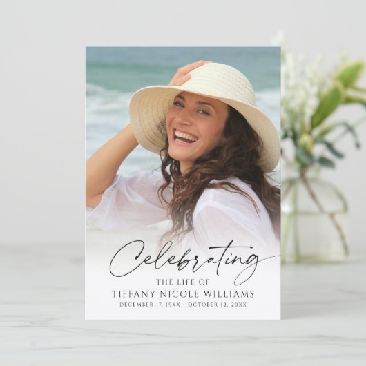 Elegant Funeral Celebration of Life Photo Script Programmakaart (Staand voorkant)