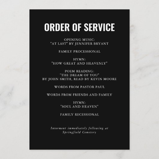 Elegant Funeral Ceremony Programs with Photo Programmakaart (Achterkant)