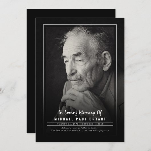 Elegant Funeral Ceremony Programs with Photo Programmakaart (Voorkant / Achterkant)