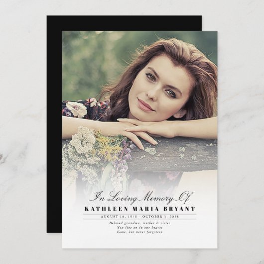 Elegant Funeral Ceremony Programs with Photo Programmakaart (Voorkant / Achterkant)