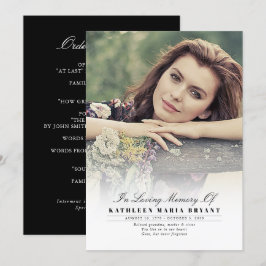 Elegant Funeral Ceremony Programs with Photo Programmakaart