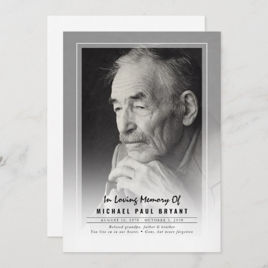 Elegant Funeral Ceremony Programs with Photo Programmakaart (Voorkant / Achterkant)