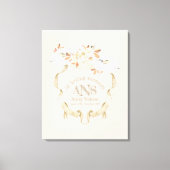 Elegant Funeral Cream Roos Monogram Crest Canvas Afdruk (Voorkant)
