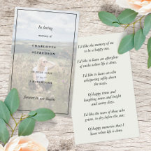 Elegant Funeral Favor | Memorial Photo Poem Kaart