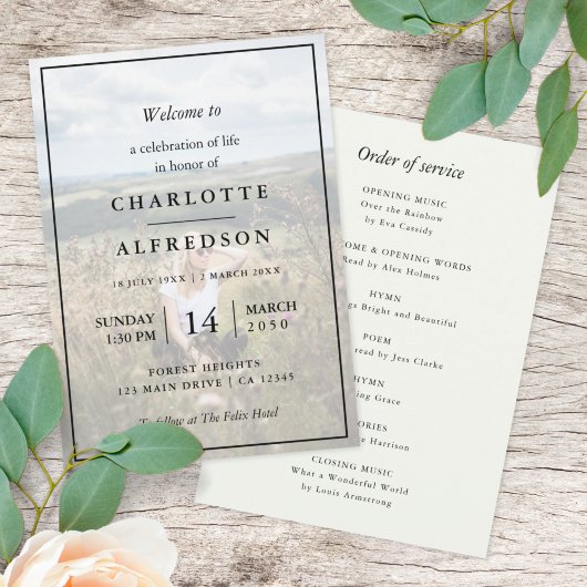 Elegant Funeral | Fotovolgorde van servicemonoraal Programmakaart