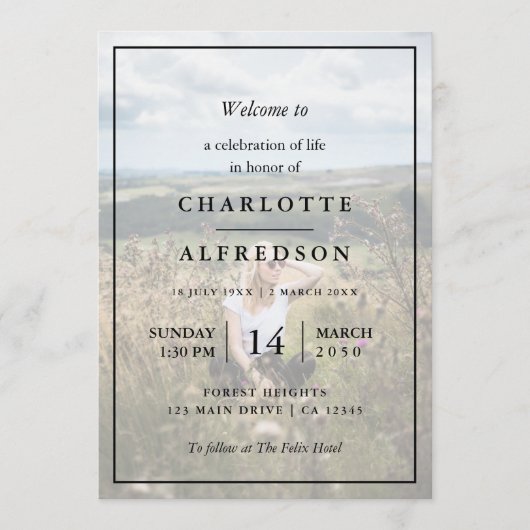 Elegant Funeral | Fotovolgorde van servicemonoraal Programmakaart (Voorkant)