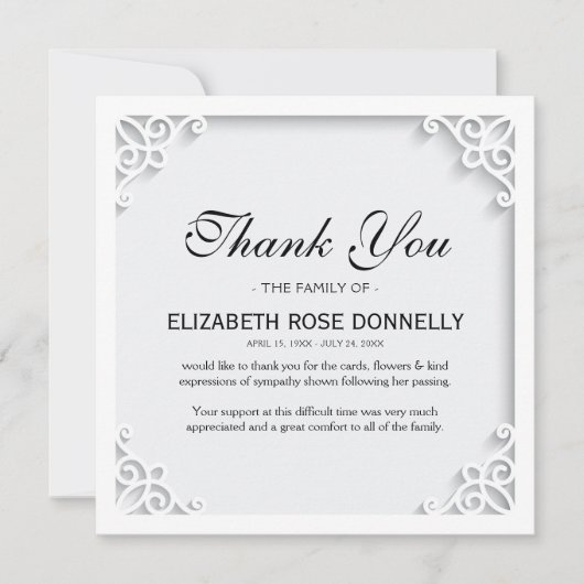 Elegant Funeral Gratitude Bedankkaart (Voorkant)