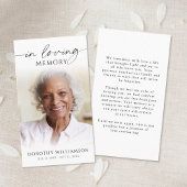 Elegant Funeral In Loving Memory Photo Prayer Card Visitekaartje