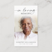 Elegant Funeral In Loving Memory Photo Prayer Card Visitekaartje (Voorkant)
