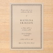 Elegant Funeral | Klassieke viering van leven Acryl Uitnodigingen (Voorkant)