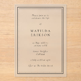 Elegant Funeral | Klassieke viering van leven Acryl Uitnodigingen