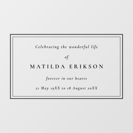 Elegant Funeral | Klassieke viering van leven Raamsticker (Vel)