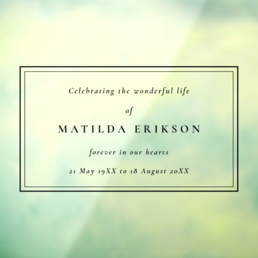 Elegant Funeral | Klassieke viering van leven Raamsticker (Vel 3)