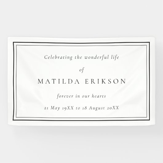 Elegant Funeral | Klassieke viering van leven Spandoek (Horizontaal)