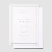 Elegant Funeral | Klassieke viering van leven Vellum Uitnodigingen (Offset)