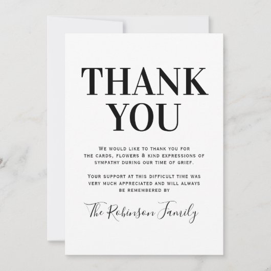 Elegant Funeral Memorial Bedankkaart (Voorkant)