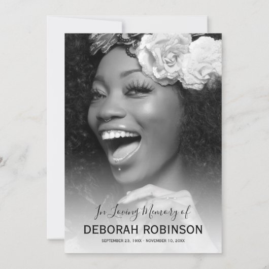 Elegant Funeral Memorial Bedankkaart (Achterkant)