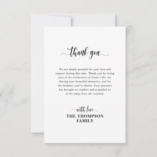 Elegant Funeral Memorial Bedankkaart (Achterkant)