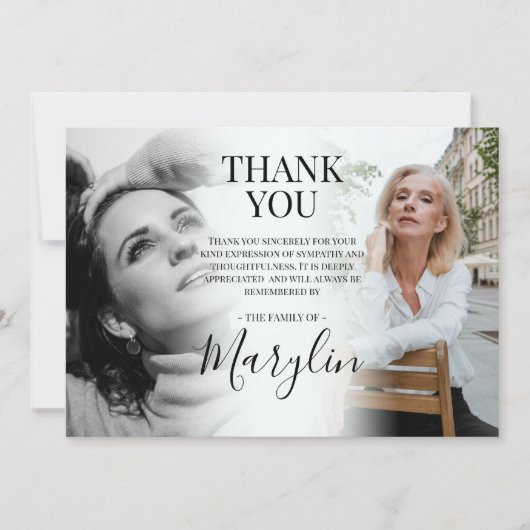 Elegant Funeral Memorial before & After Photo Bedankkaart (Voorkant)