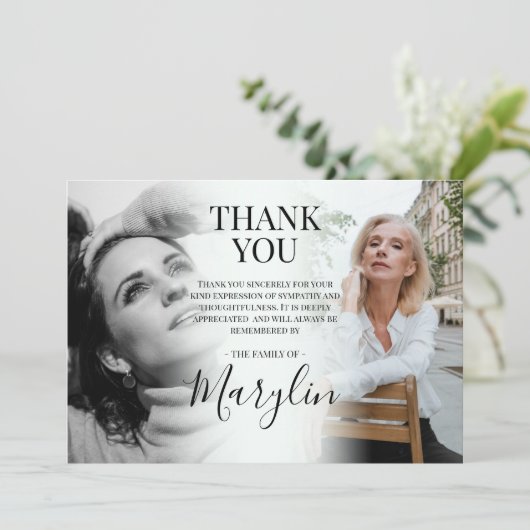 Elegant Funeral Memorial before & After Photo Bedankkaart (Staand voorkant)