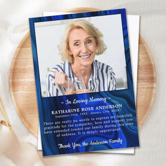 Elegant Funeral Memorial Custom Fotosympathie Bedankkaart