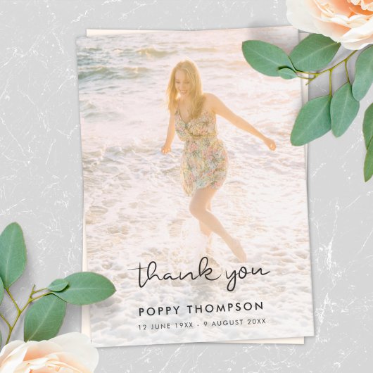 Elegant Funeral | Memorial Foto Chic Sympathie Bedankkaart