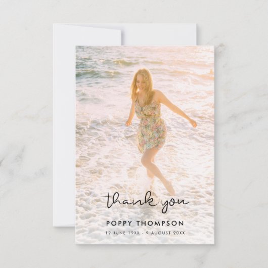 Elegant Funeral | Memorial Foto Chic Sympathie Bedankkaart (Voorkant)