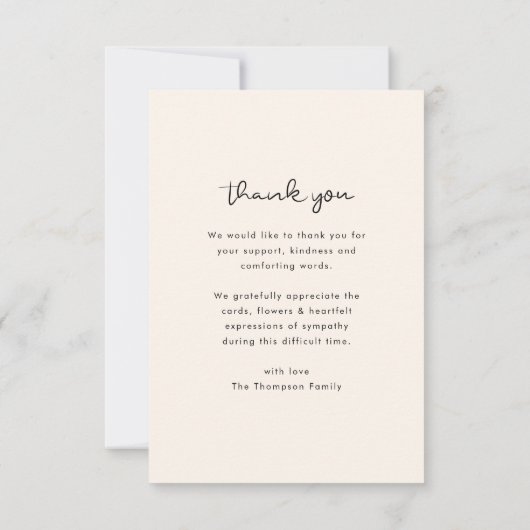 Elegant Funeral | Memorial Foto Chic Sympathie Bedankkaart (Achterkant)