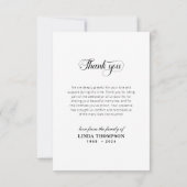 Elegant Funeral Memorial Foto: Dank u kaart (Achterkant)