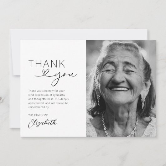Elegant Funeral Memorial Foto: Dank u kaart (Voorkant)