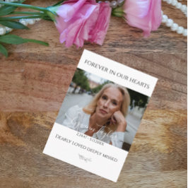 Elegant Funeral Memorial Foto Prayer Kaart Visitekaartje
