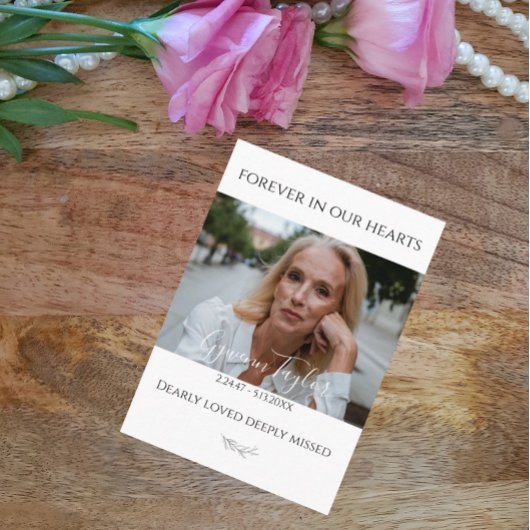 Elegant Funeral Memorial Foto Prayer Kaart Visitekaartje