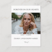 Elegant Funeral Memorial Foto Prayer Kaart Visitekaartje (Voorkant)