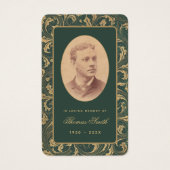  Elegant Funeral Memorial Green Prayer Card Visitekaartje (Voorkant)