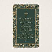  Elegant Funeral Memorial Green Prayer Card Visitekaartje (Achterkant)