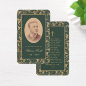  Elegant Funeral Memorial Green Prayer Card Visitekaartje (Bureau)
