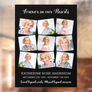 Elegant Funeral Memorial Keepslag 9 Foto Collage Raamsticker